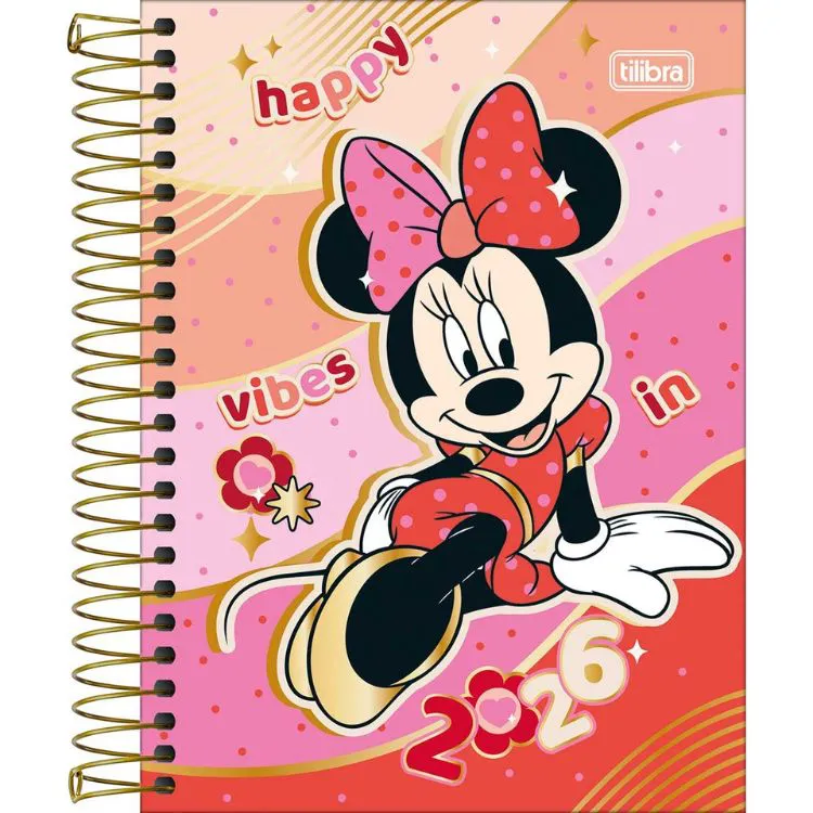 Agenda Minnie Espiral 2026 Tilibra Capa Dura 176 folhas 11,7x16,4 cm