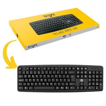 Teclado Preto com Fio USB Bright Preto