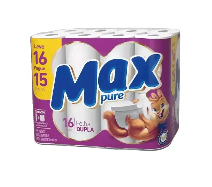 Papel Higiênico Folha Dupla 30m x 10cm Max Pure 16 rolos