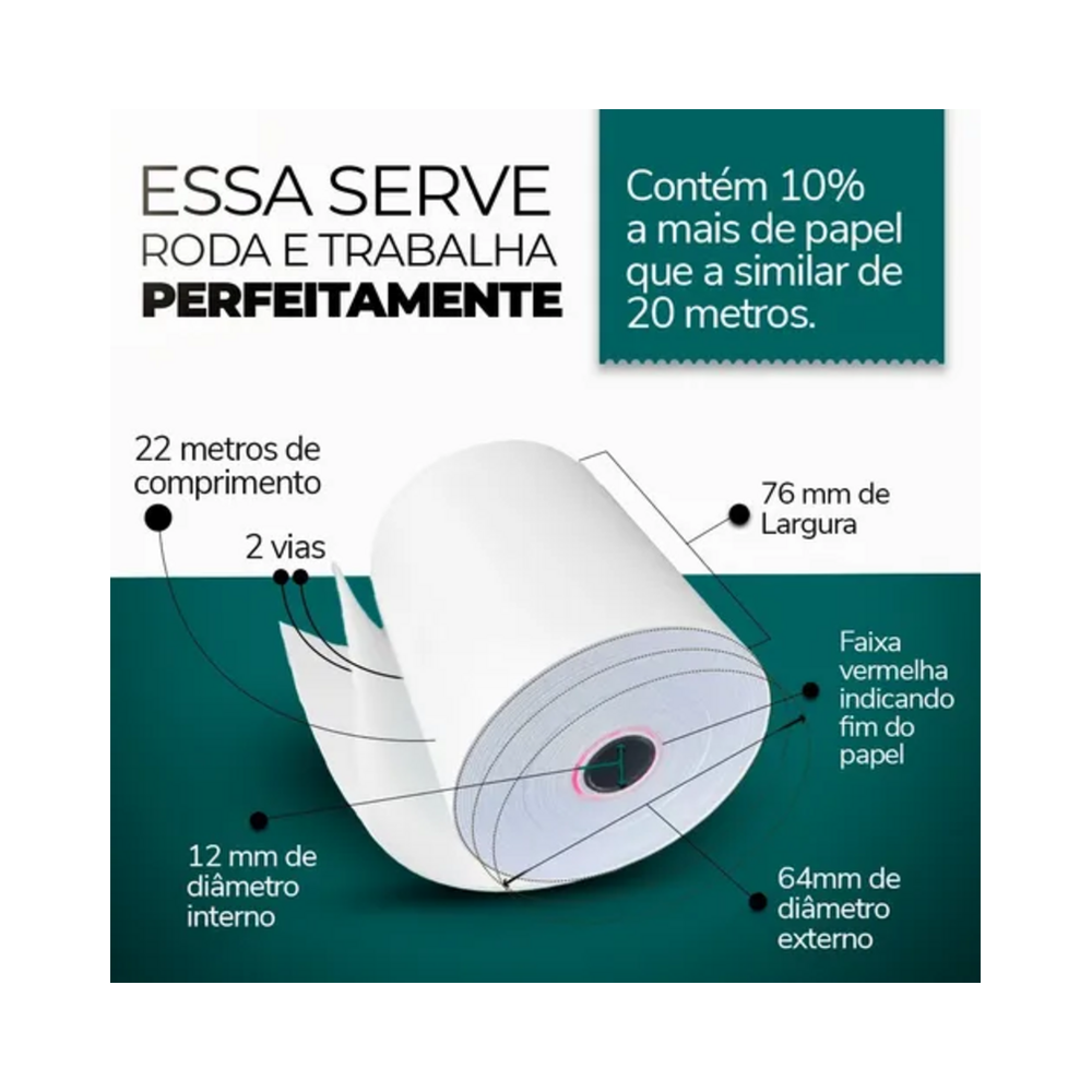 Bobina Autocopiante PDV 76x22mm 2 Vias MP20 Directpel 6 rolos
