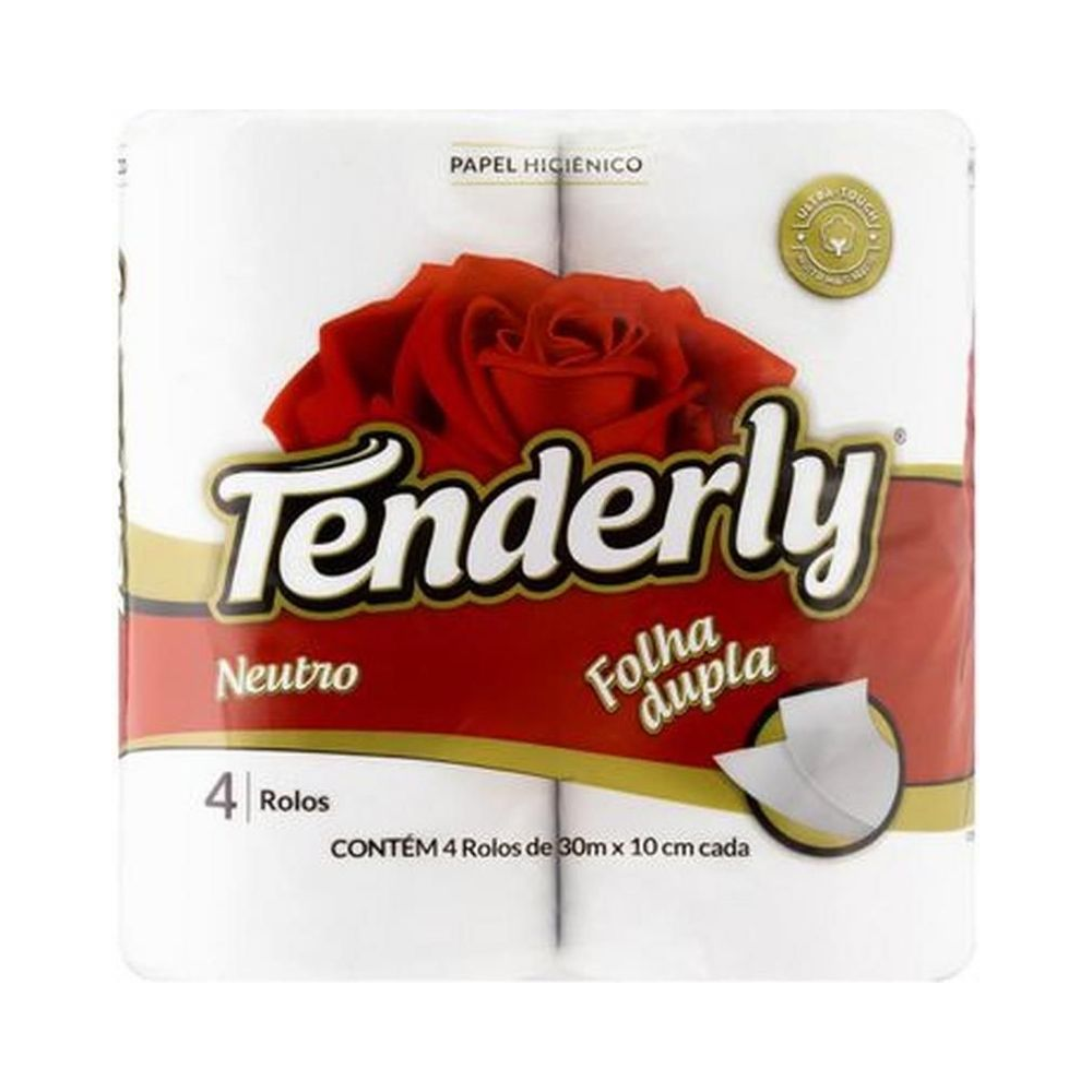 Papel Higi&ecirc;nico Folha Dupla 30mx10cm Tenderly Branco
