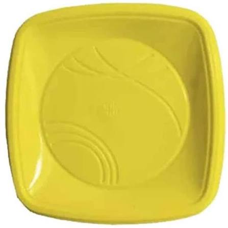 Prato Descart&aacute;vel Quadrado Trik Trik Amarelo 15cm Por&ccedil;&atilde;o Individual 10 Unidades