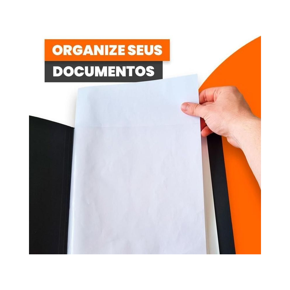 Pasta Cat&aacute;logo Pl&aacute;stica A4 Dello Preta com 30 Envelopes