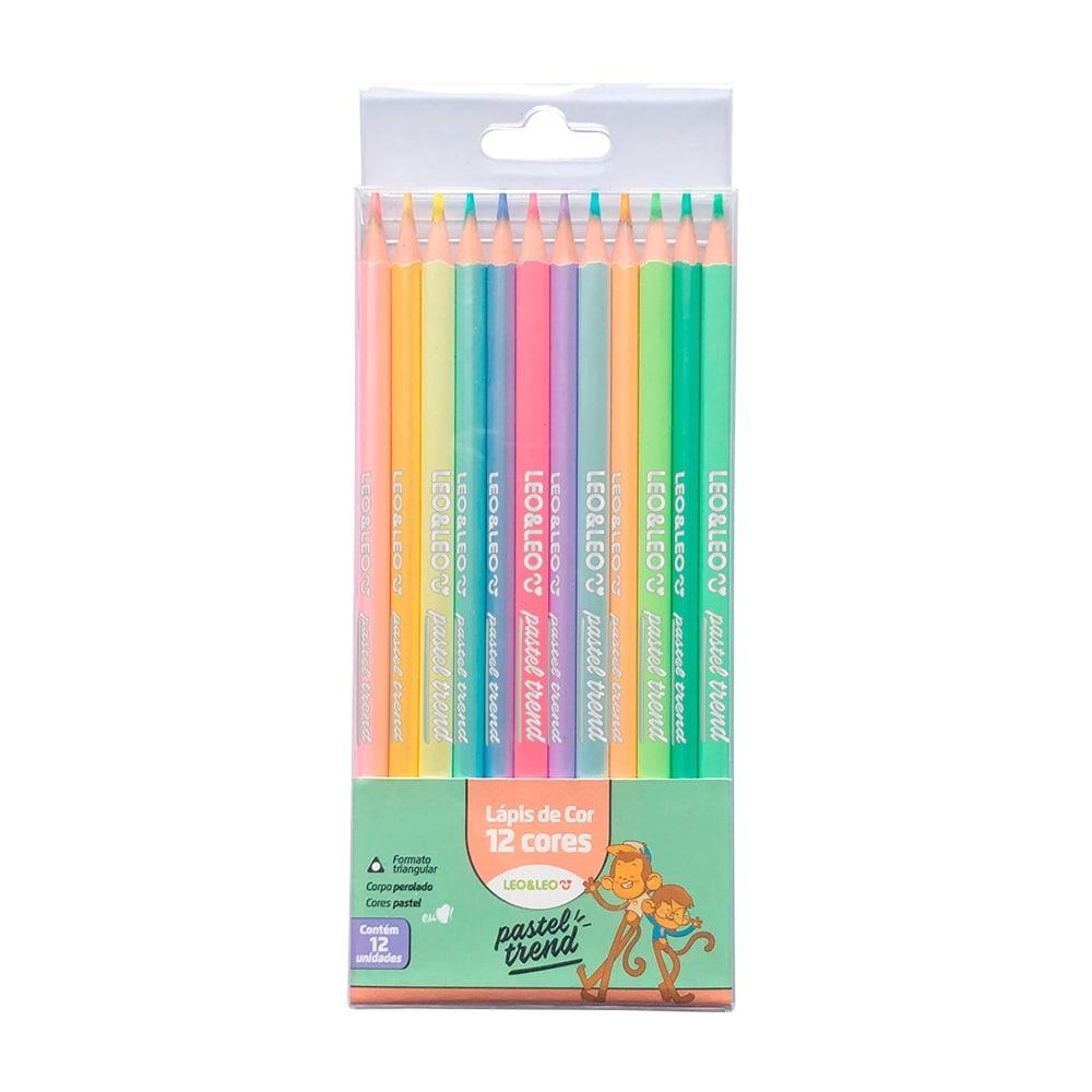 L&aacute;pis de Cor 12 Cores Pastel LeoeLeo