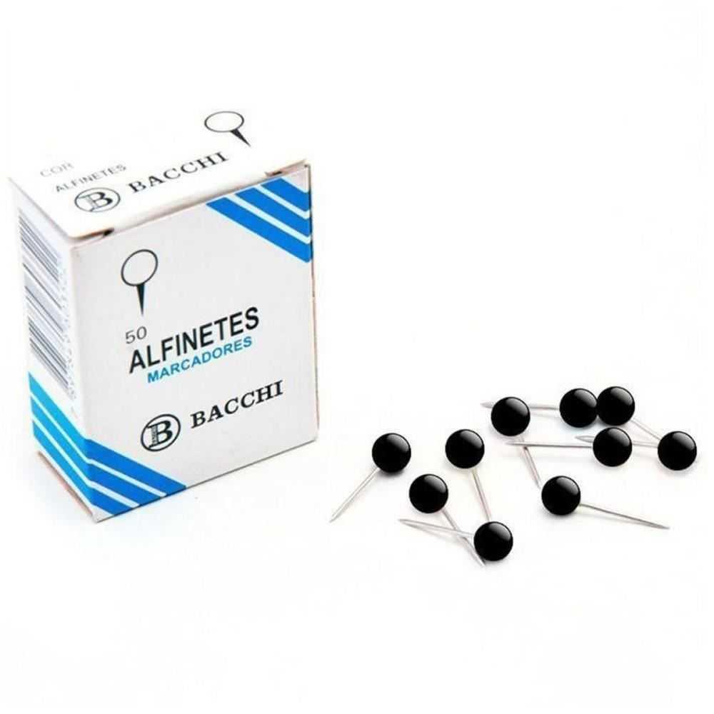 Alfinetes para Mapa Bacchi 50 unidades Preto