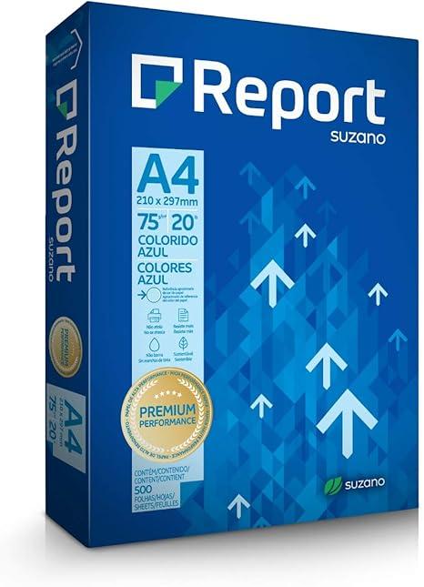 Papel Sulfite Colorido A4 Report Azul 500 Folhas 210mm x 297mm 75g