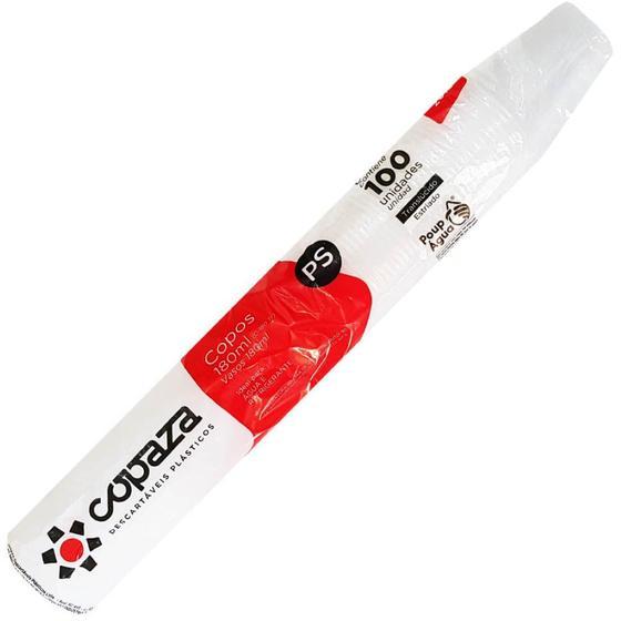 Copo Descart&aacute;vel Transl&uacute;cido Estriado 180ml Copaza 100 unidades