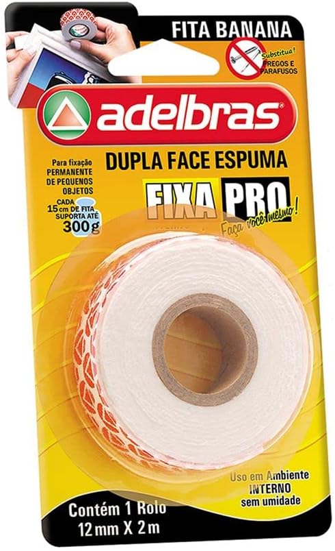Fita Dupla Face Espuma Adelbras 12mm x 2m