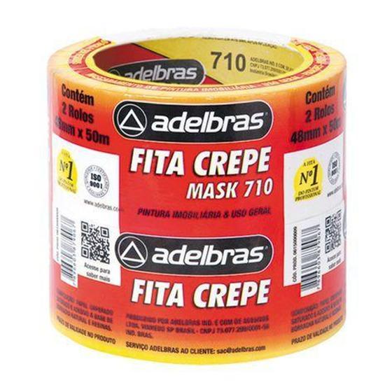 Fita Crepe  2 Rolos 48mm x 50m Adelbras Papel Crepom Multicor