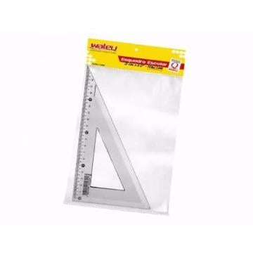 Esquadro Pl&aacute;stico Transparente 20cm 60&ordm; Waleu Unit&aacute;rio