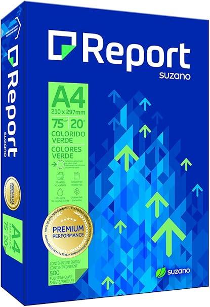 Papel Sulfite Colorido A4 Report Verde 500 Folhas 210mm x 297mm 75g/m&sup2;