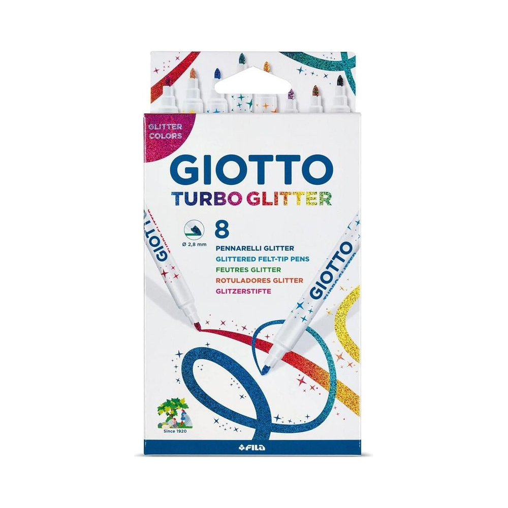 Caneta Permanente Hidrocor Turbo Glitter 8 Cores Giotto