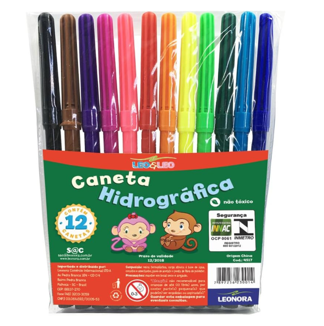 Caneta Hidrogr&aacute;fica Leo e Leo com 12 cores