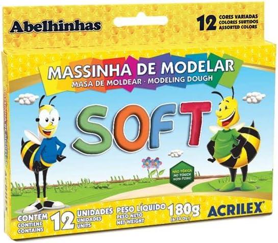 Massinha de Modelar Soft Abelhinhas Acrilex 12 cores 180g total