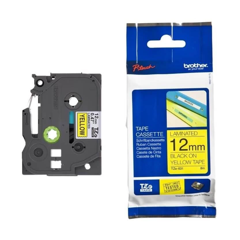 Fita para Rotulador 12mm x 8m Brother TZE-631 Amarelo Unitária