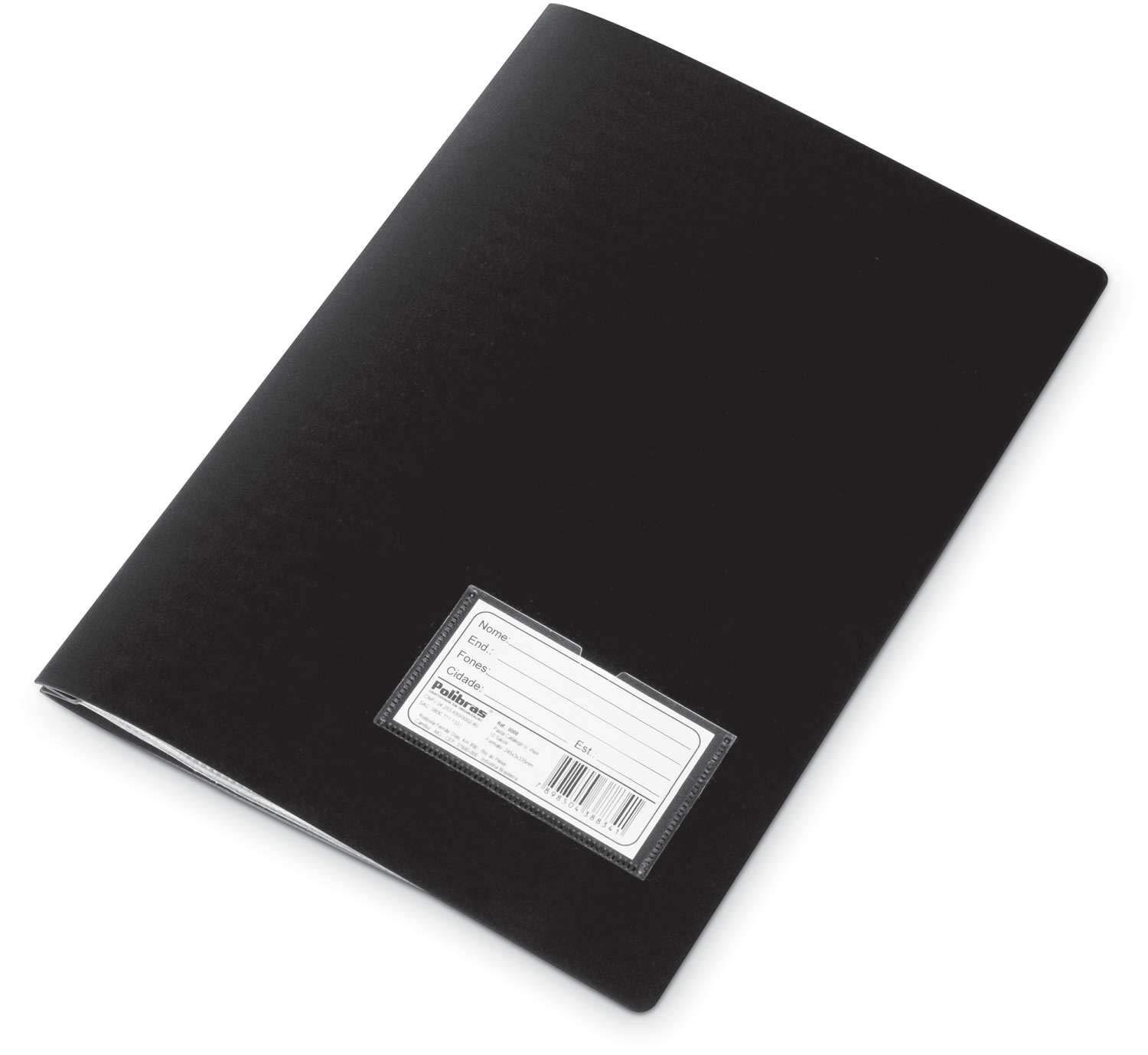 Pasta Catalogo com 100 Plasticos Preta Polibras