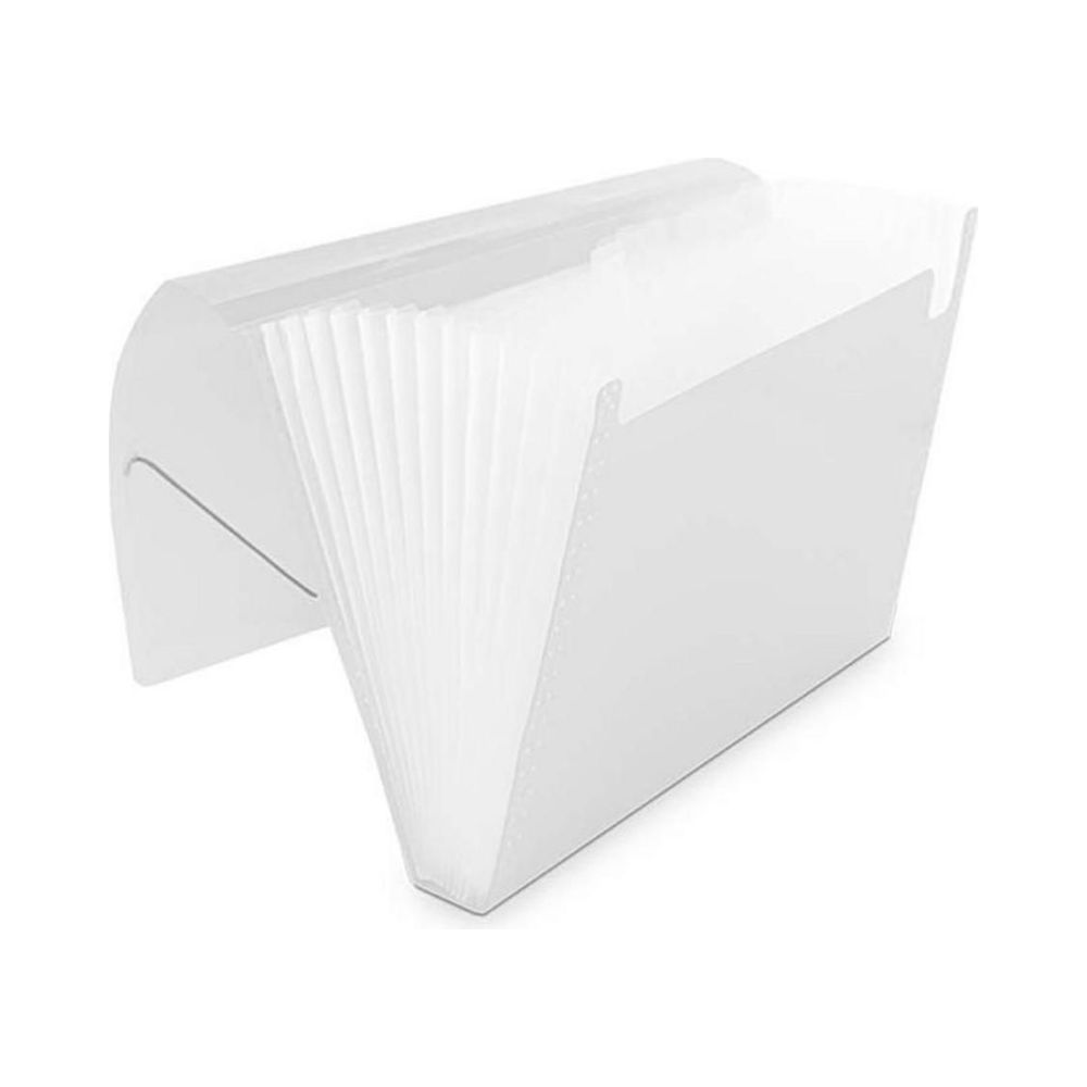 Pasta Sanfonada Duplicata com 12 Divis&oacute;rias Polibras Transparente 186mm x 30mm x 245mm