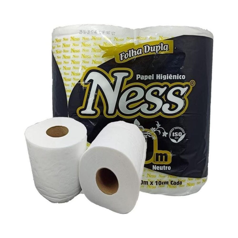 Papel Higi&ecirc;nico Folha Dupla Neutro Ness 30cm x 10cm 4 rolos