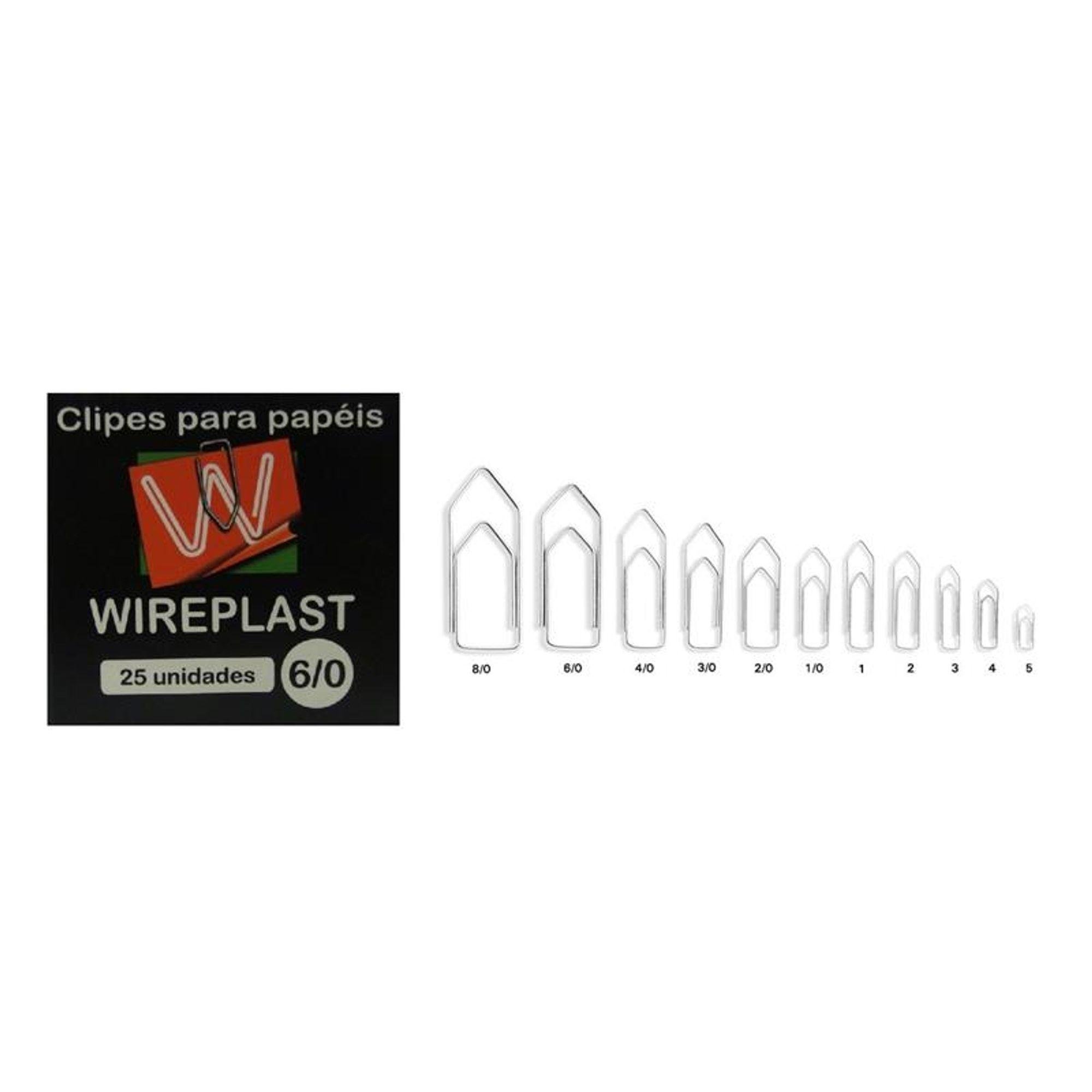 Clips para Papel 6/0 Wireplast 25 unidades Prata