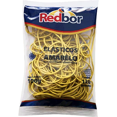 El&aacute;sticos Amarelos Alta Resist&ecirc;ncia Redbor 100g 120 unidades