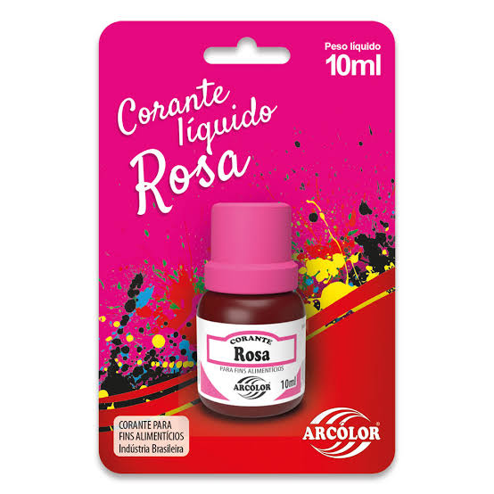 Corante L&iacute;quido Aliment&iacute;cio Arcolor Rosa 10ml Frasco com Bico Conta-Gotas 1 Unidade