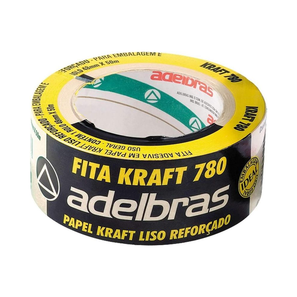 Fita Adesiva 48mm x 50m Papel Liso Refor&ccedil;ado Kraft 780 Adelbras