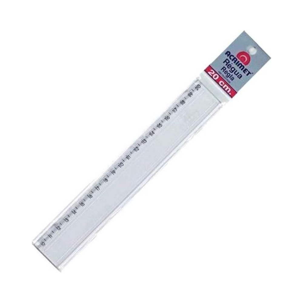 Régua Acrílica Transparente 20cm Acrimet Unitária