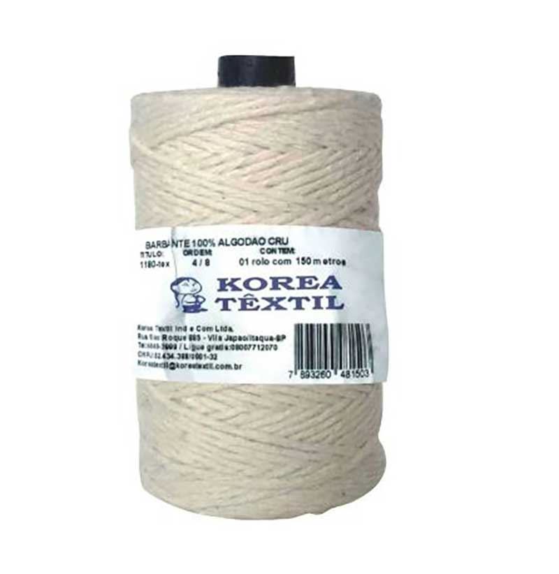 Barbante Escolar de Algod&atilde;o Korea 8/4 Cru 60g
