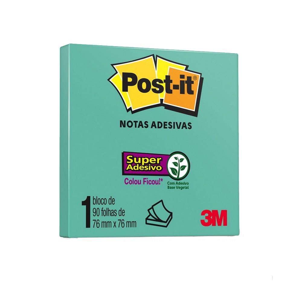Notas Adesivas Post-it 90 folhas 76mm x 76mm Azul Acqua