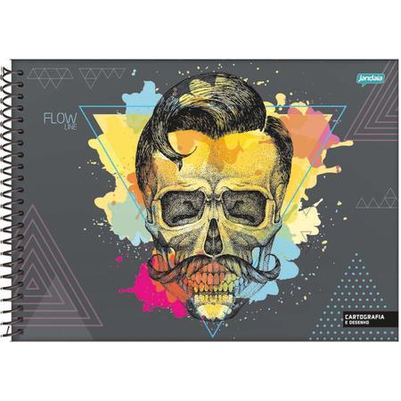 Caderno de Desenho Flow Line 80 folhas Unit&aacute;rio Jandaia