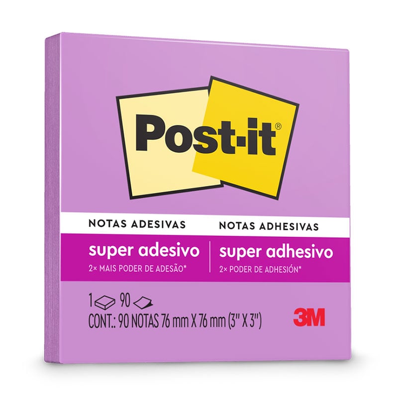 Notas Adesivas Super Adesivo Post-it 90 folhas 76mm x 102mm Iris Roxo