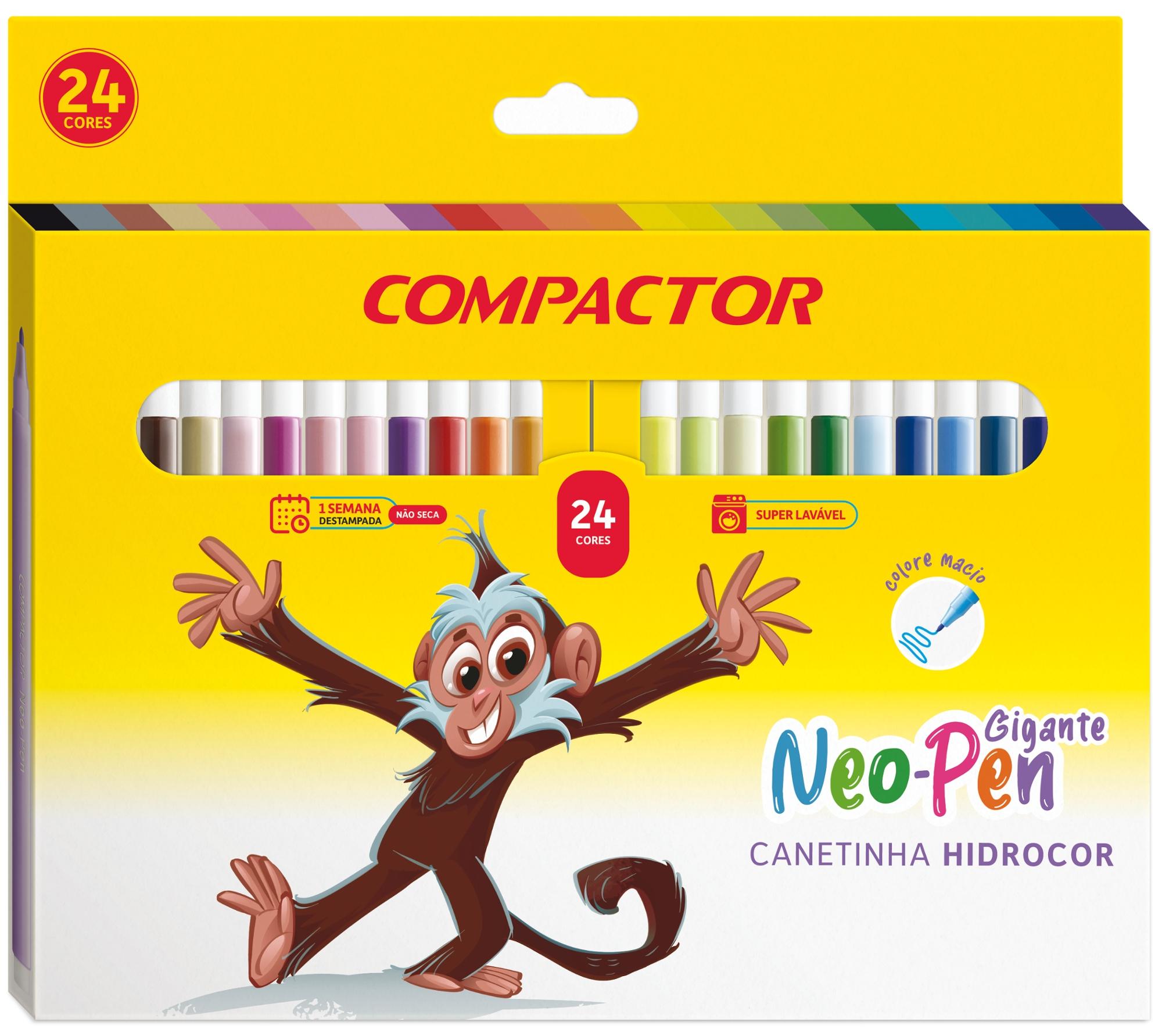 Caneta Hidrogr&aacute;fica 2.0mm Neo-Pen Gigante Compactor 24 Cores