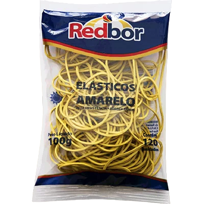Elásticos Amarelos Alta Resistência Redbor 100g 120 unidades