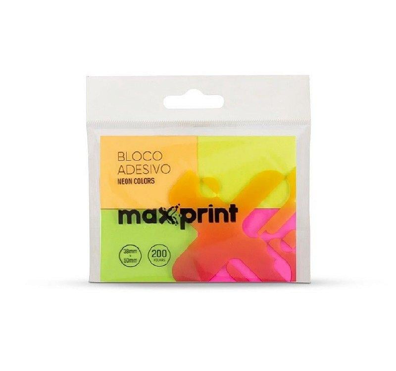 Bloco Adesivo Neon Colors Maxprint 200 folhas 38mm x 50mm Cores Neon