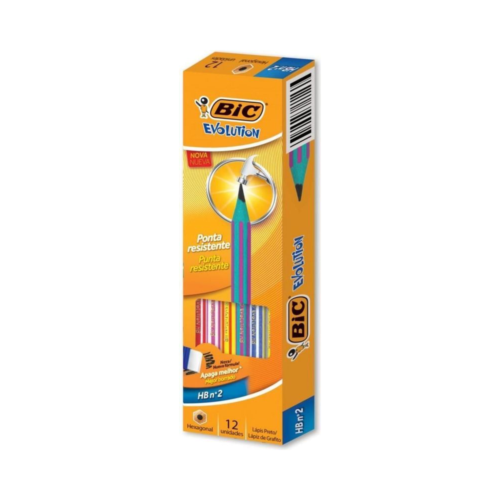 L&aacute;pis Preto Sextavado Evolution 2HB BIC Emborrachado