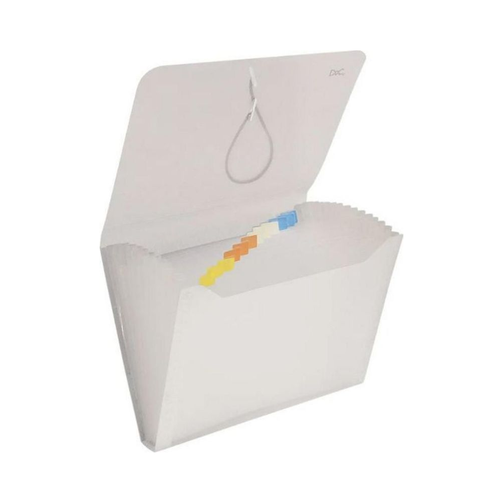 Pasta Sanfonada Duplicata com 12 Divis&oacute;rias Polibras Transparente 186mm x 30mm x 245mm