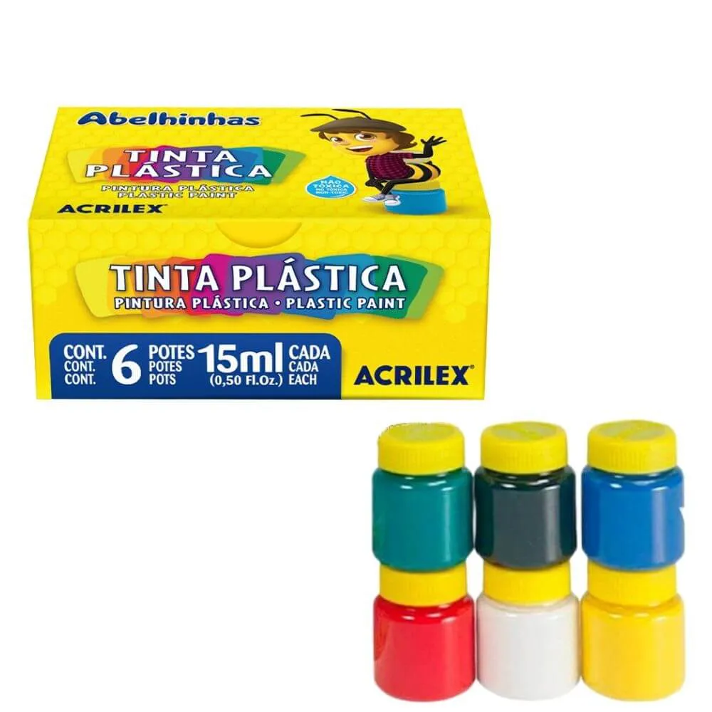 TINTA PLASTICA ACRILEX 15ML 03215 C/06 CORES