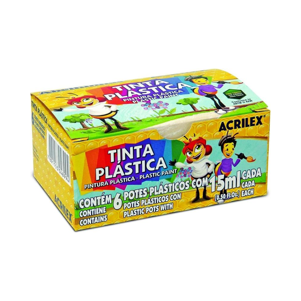 TINTA PLASTICA ACRILEX 15ML 03215 C/06 CORES
