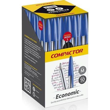 Caneta Esferogr&aacute;fica 1.0mm Compactor Economic Preta 50 unidades