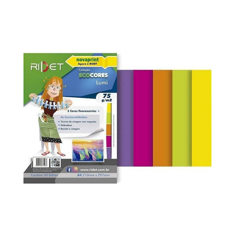 Bloco Eco Lumi A4 5 Cores 75g 50 Folhas