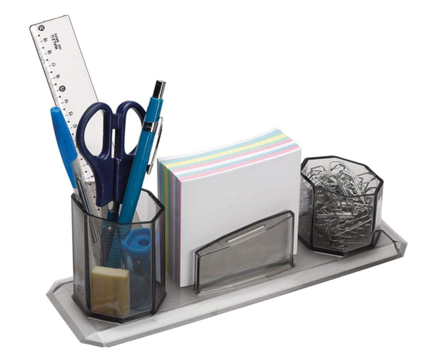 Porta L&aacute;pis Lembrete Waleu Cristal/Fum&ecirc;