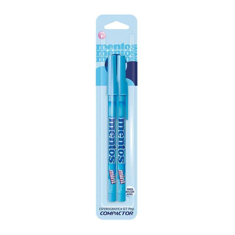 Caneta Esferogr&aacute;fica 0.8mm Compactor Mentos Azul Claro 2 unidades