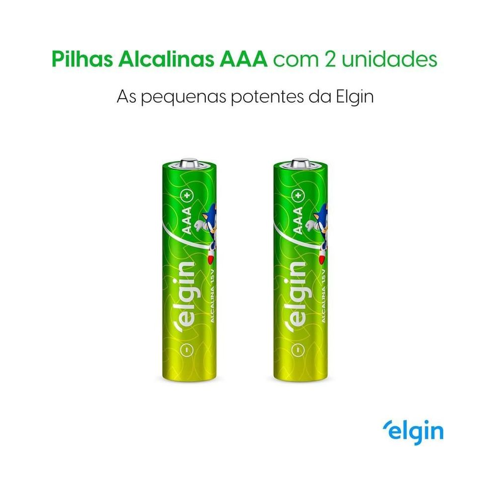 Pilha Alcalina Palito AAA Elgin 2 unidades