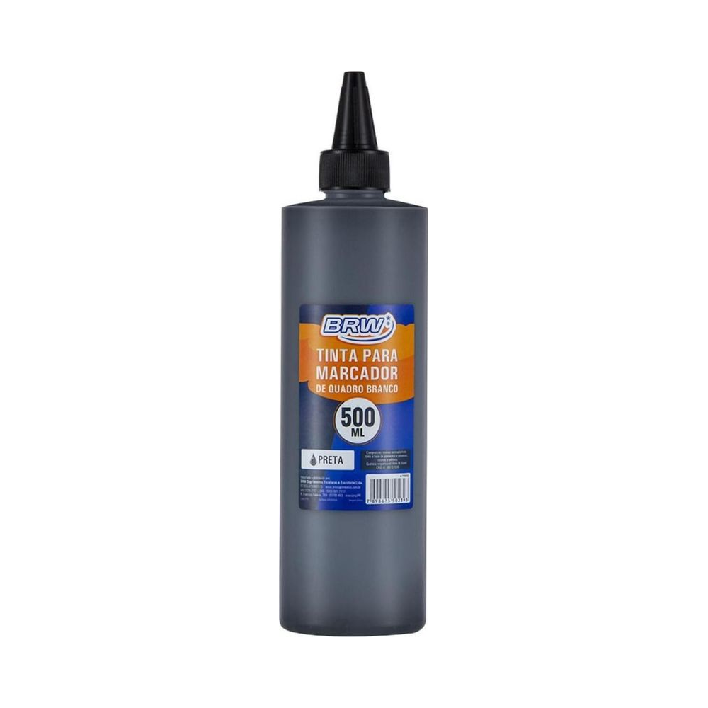 Tinta para Marcador Quadro Branco Reabastecedora 500ml BRW Pl&aacute;stico Preto