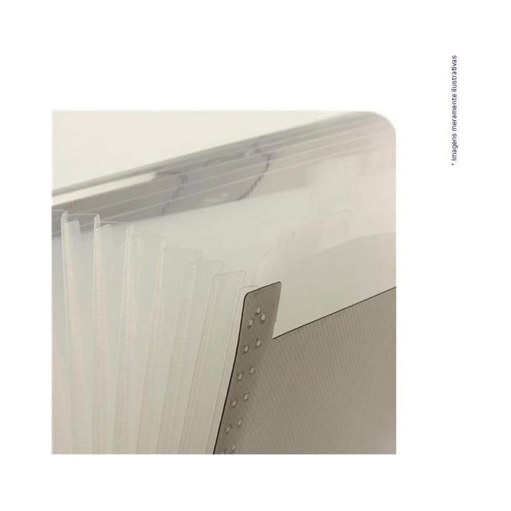 Pasta Sanfonada Cheque com 12 Divis&oacute;rias Polibras 126mm x 32mm x 260mm