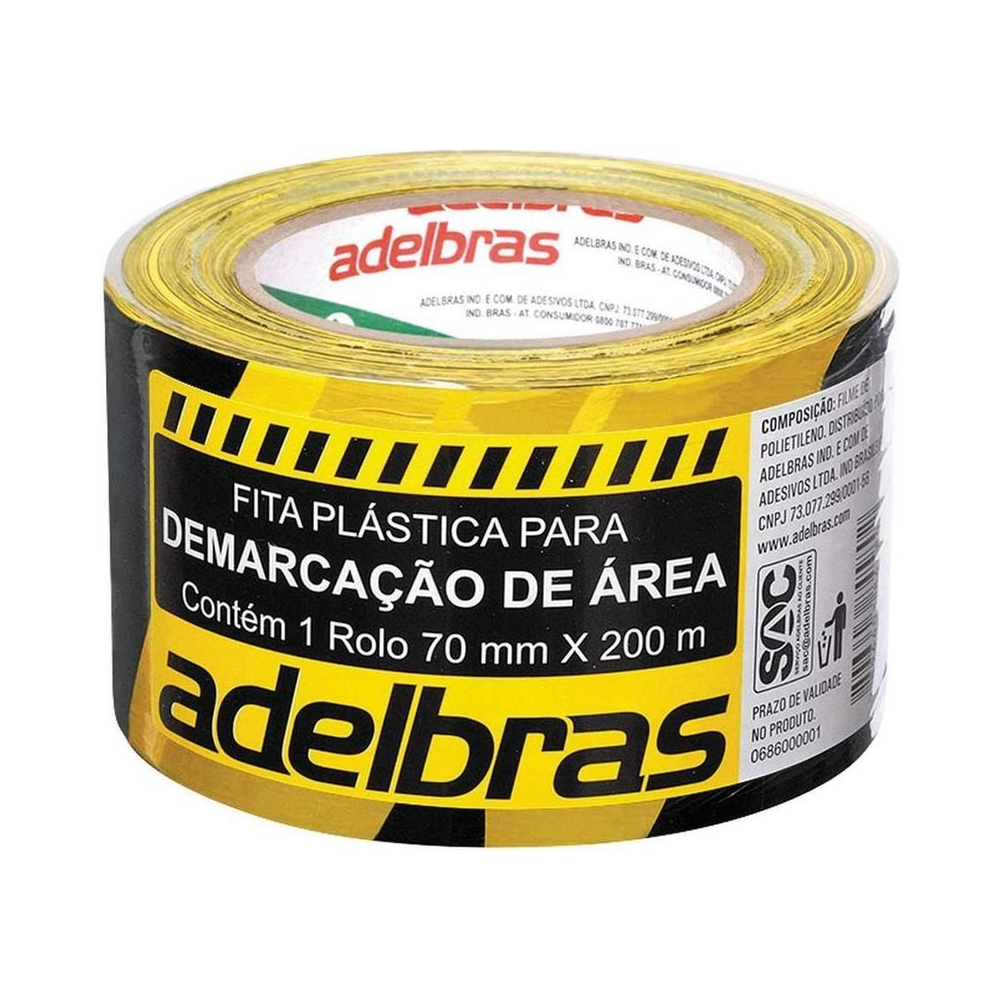 Fita Demarca&ccedil;&atilde;o 70mm x 200m Adelbras Zebrada Unit&aacute;ria