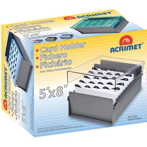 Fichário para 500 fichas com Letras Acrimet Fumê 5pol x 8pol