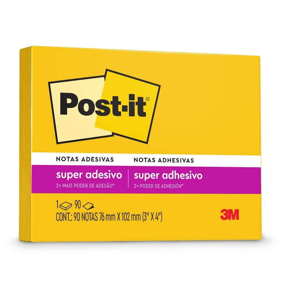 Notas Adesivas Super Adesivo Post-it 90 folhas 76mm x 102mm Amarelo