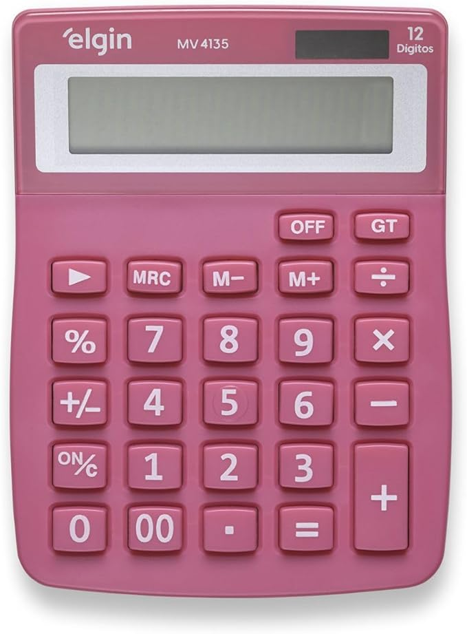 Calculadora de Mesa MV4135 Elgin 12 D&iacute;gitos Rosa Pl&aacute;stico
