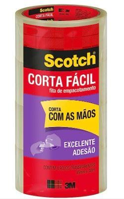 Fita Adesiva Transparente Corta Fácil Scotch 45mm x 40m 4 rolos